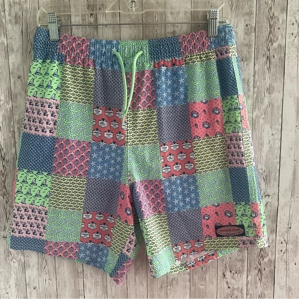 Vineyard Vines Multicolor Patchwork Swim Shorts Preppy Boys XL